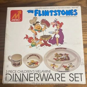 1986  The Flinstones 3 piece children's dinnerware set